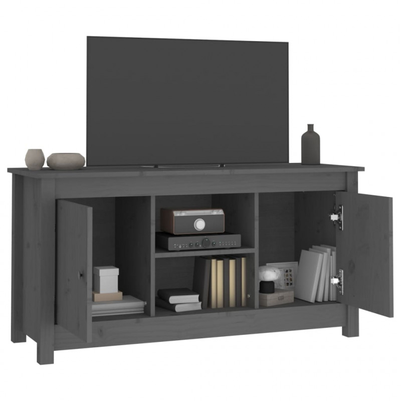 Szafka pod telewizor, szara, 103x36,5x52 cm, drewno sosnowe