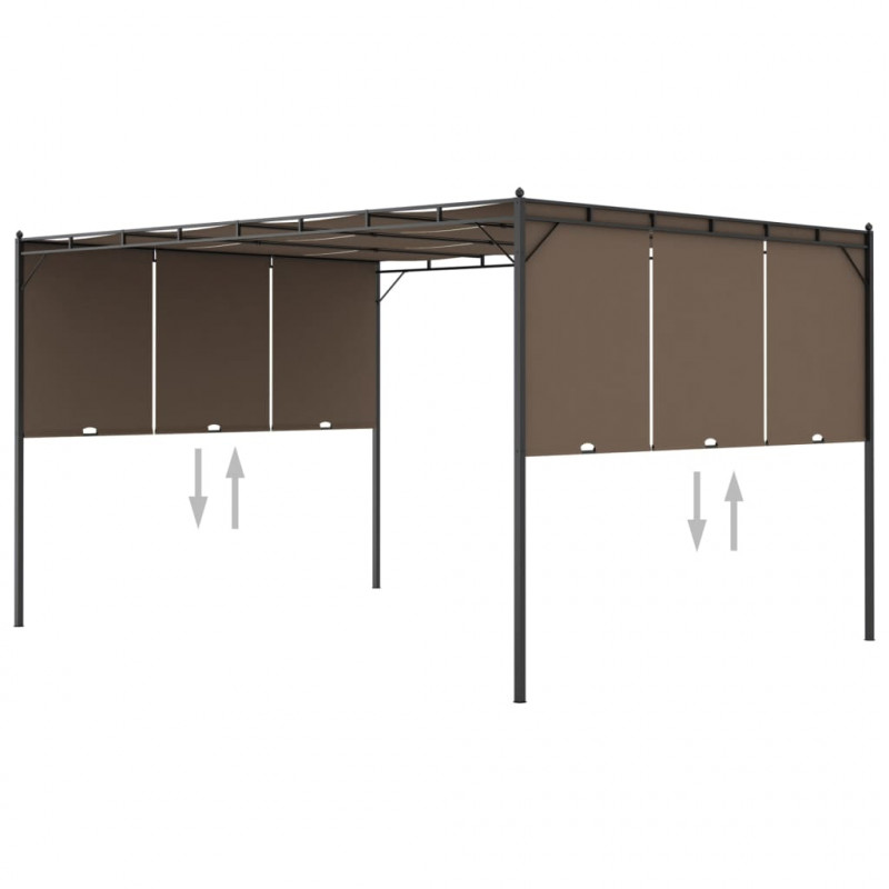 Altana ogrodowa z zasłoną, 4 x 3 x 2,25 m, kolor taupe