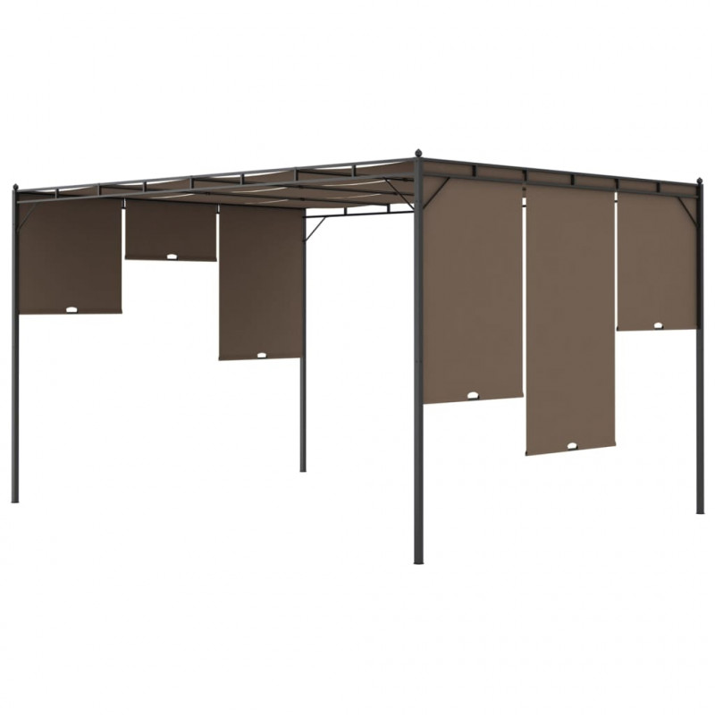 Altana ogrodowa z zasłoną, 4 x 3 x 2,25 m, kolor taupe