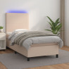 Łóżko kontynentalne, materac i LED cappuccino ekoskóra 90x200cm