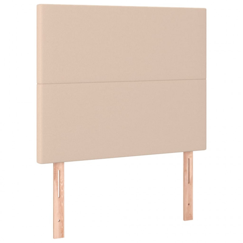 Łóżko kontynentalne, materac i LED cappuccino ekoskóra 90x200cm