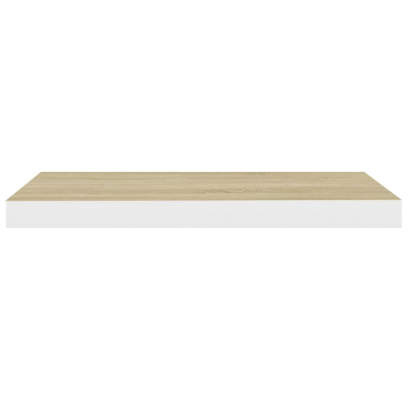 Półki ścienne, 4 szt., kolor dębu i biel, 60x23,5x3,8 cm, MDF