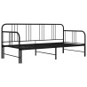 Sofa z wysuwaną ramą łóżka, czarna, metalowa, 90x200 cm