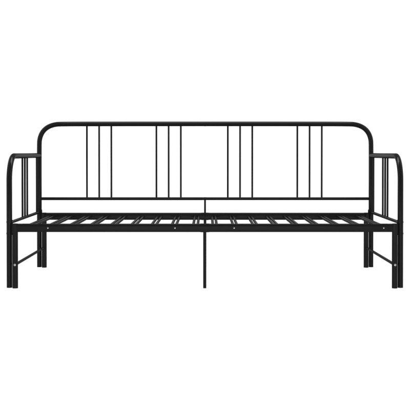 Sofa z wysuwaną ramą łóżka, czarna, metalowa, 90x200 cm