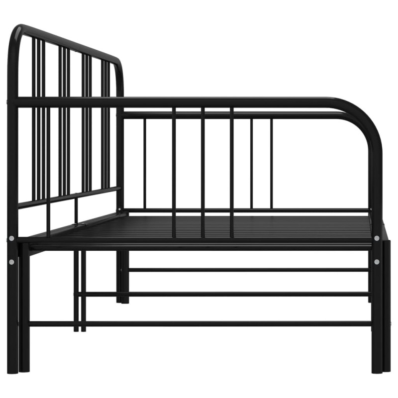 Sofa z wysuwaną ramą łóżka, czarna, metalowa, 90x200 cm