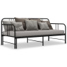 Sofa z wysuwaną ramą łóżka, czarna, metalowa, 90x200 cm