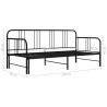 Sofa z wysuwaną ramą łóżka, czarna, metalowa, 90x200 cm