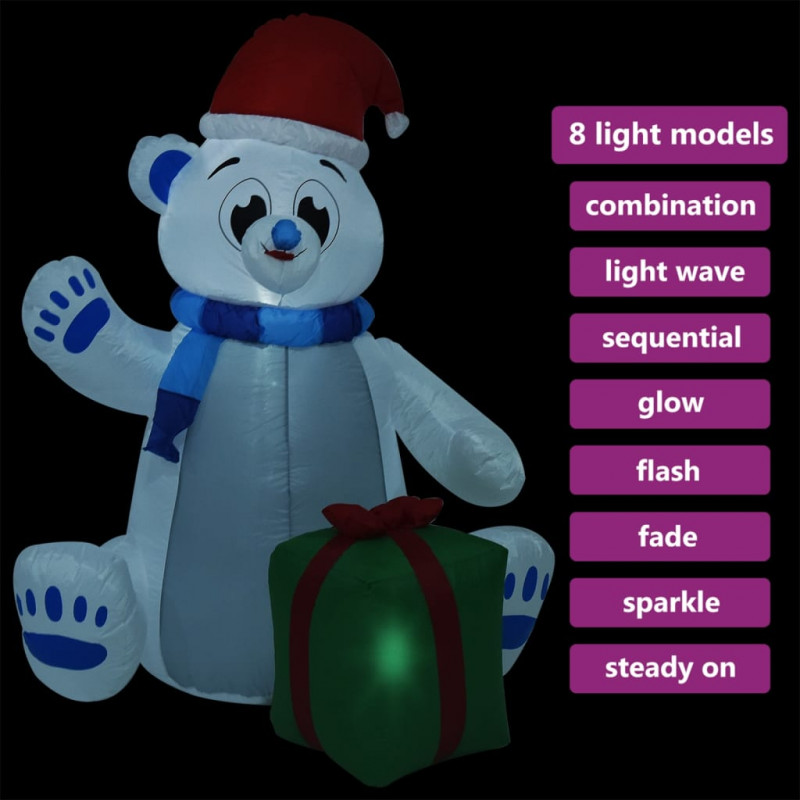 Świąteczny nadmuchiwany miś polarny, LED, 1,8 m