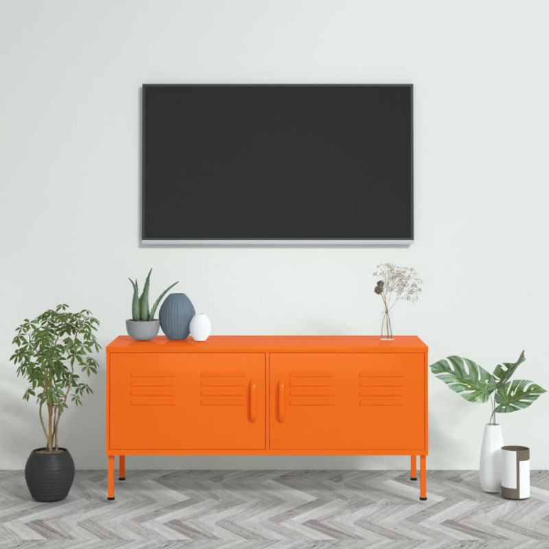 Szafka pod telewizor, pomarańczowa, 105x35x50 cm, stalowa