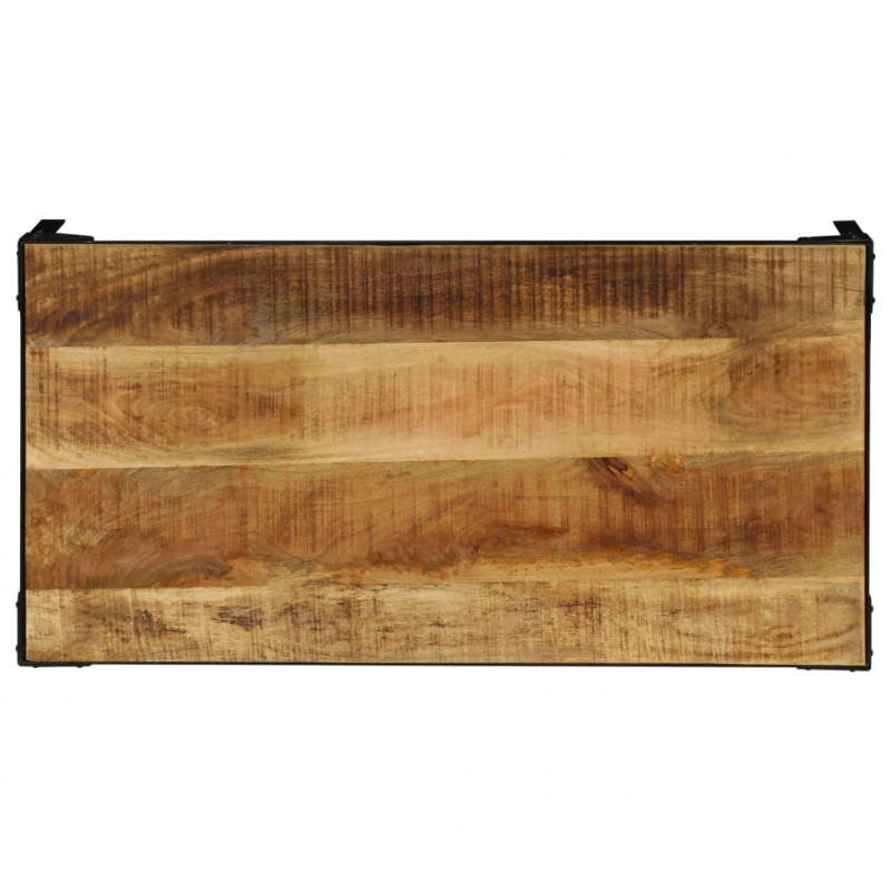 Stolik kawowy, surowe drewno mango i stal, 110 cm