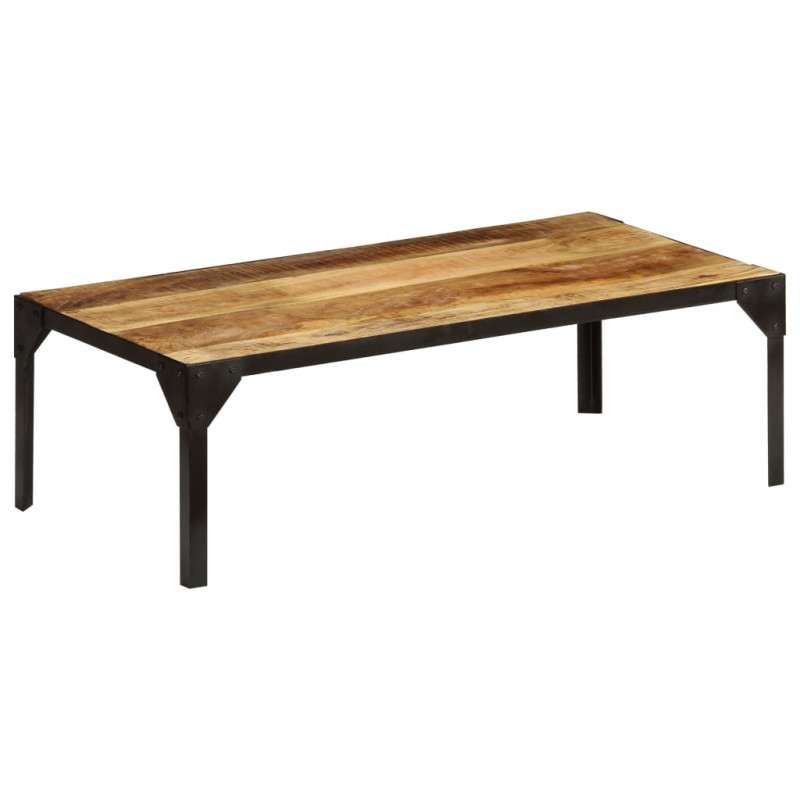 Stolik kawowy, surowe drewno mango i stal, 110 cm