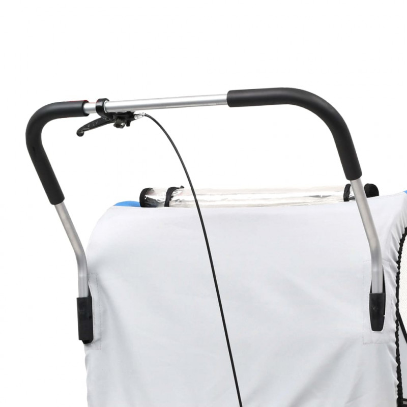 Rowerowa przyczepka dla dzieci/wózek 2-w-1, niebiesko-szara