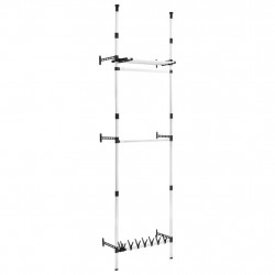 Teleskopowy system do garderoby, z półką i drążkami, aluminiowy