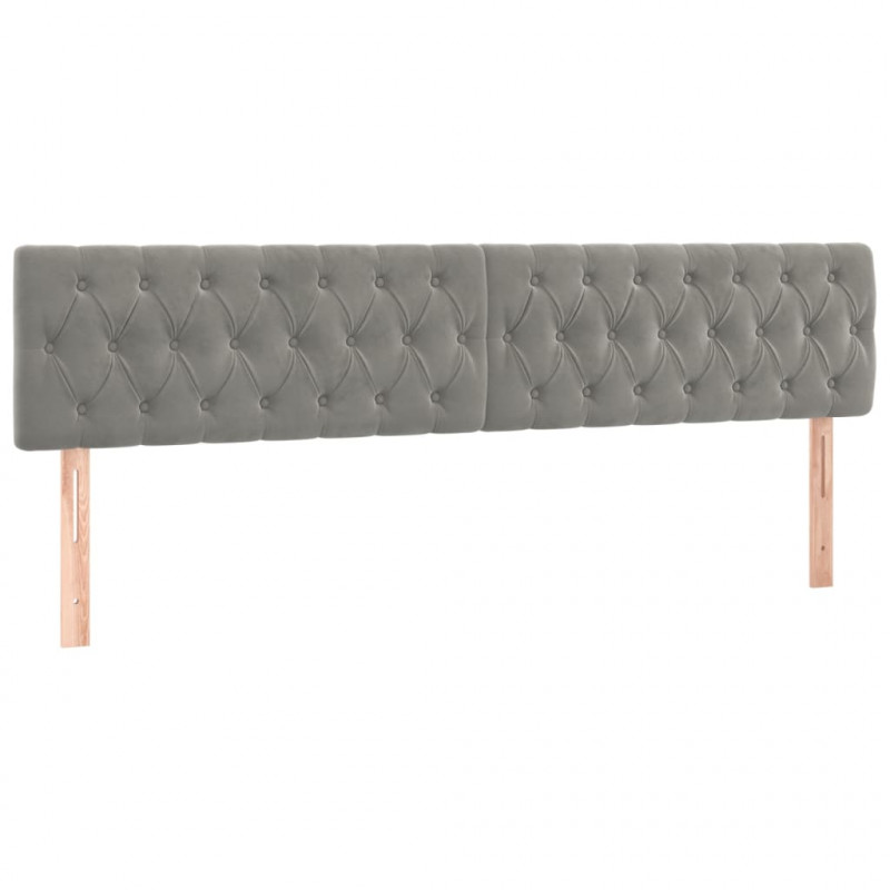 Łóżko kontynentalne z materacem i LED, szare 200x200cm, aksamit