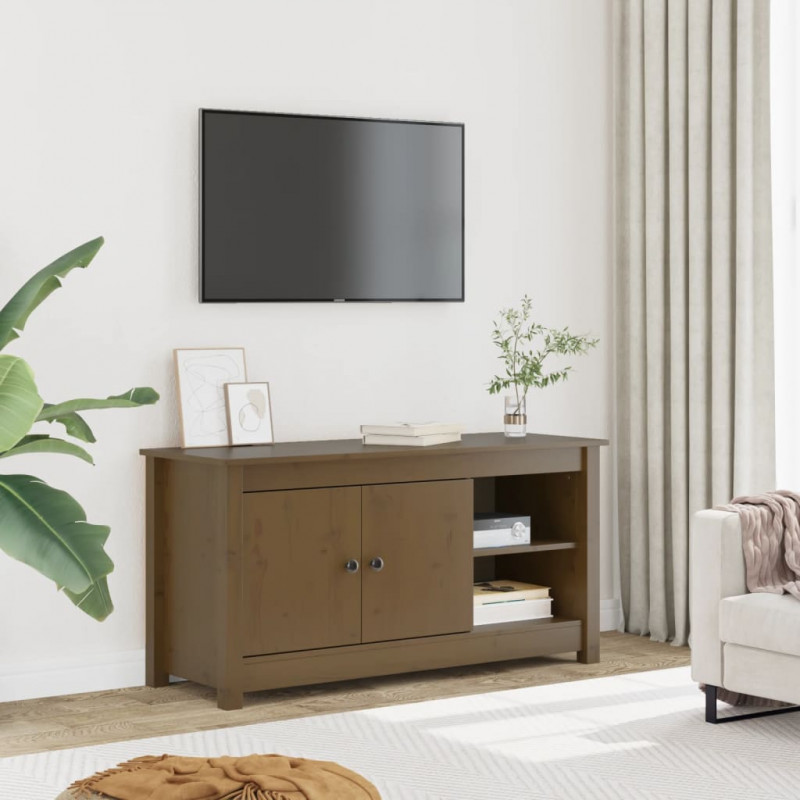 Szafka pod TV, miodowy brąz, 103x36,5x52 cm, drewno sosnowe
