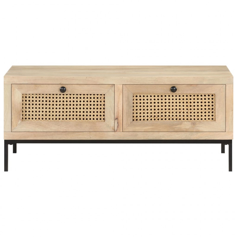 Stolik kawowy, 90x50x37 cm, drewno mango i naturalna trzcina