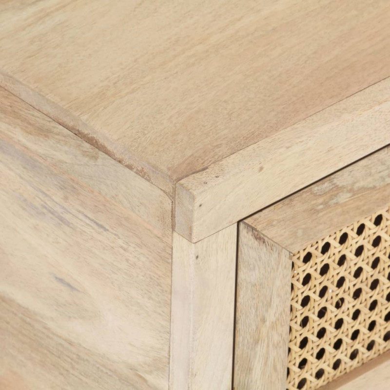 Stolik kawowy, 90x50x37 cm, drewno mango i naturalna trzcina