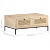 Stolik kawowy, 90x50x37 cm, drewno mango i naturalna trzcina