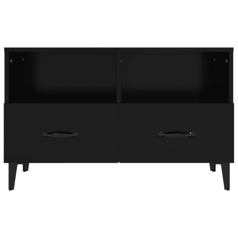 Szafka pod TV, czarna, 80x36x50 cm, materiał drewnopochodny