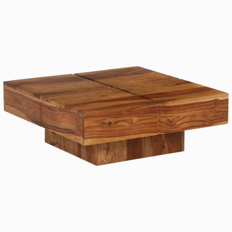 Stolik kawowy, 80x80x30 cm, lite drewno akacjowe