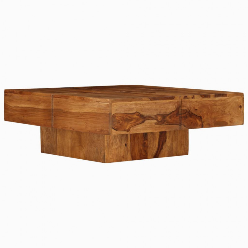 Stolik kawowy, 80x80x30 cm, lite drewno akacjowe