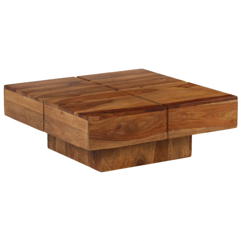 Stolik kawowy, 80x80x30 cm, lite drewno akacjowe