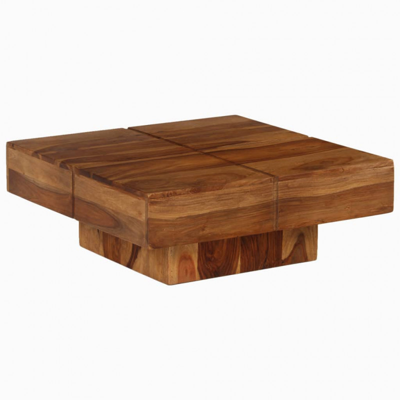 Stolik kawowy, 80x80x30 cm, lite drewno akacjowe
