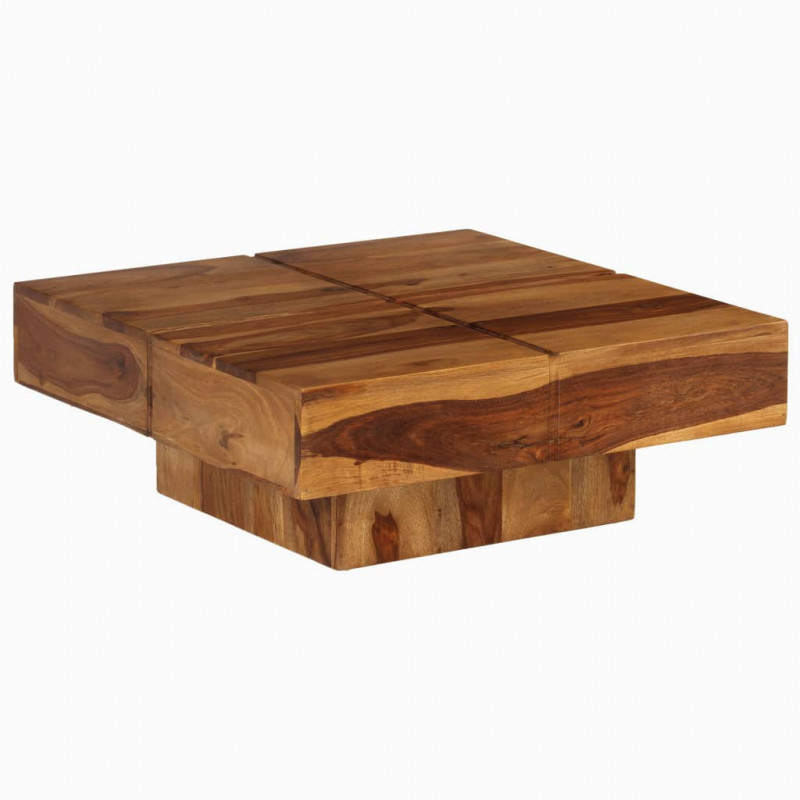 Stolik kawowy, 80x80x30 cm, lite drewno akacjowe