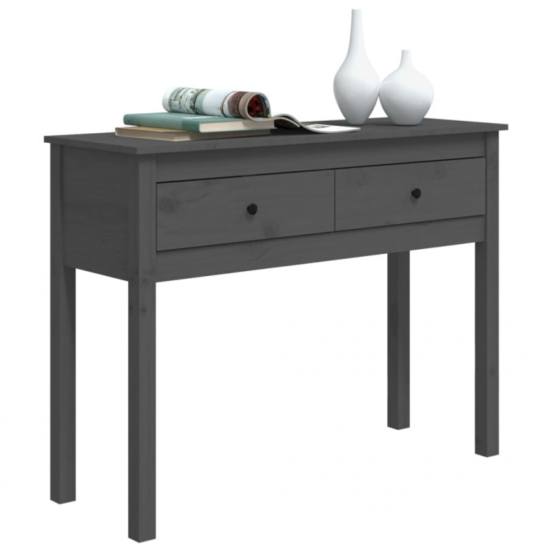 Stolik konsolowy, szary, 100x35x75 cm, lite drewno sosnowe