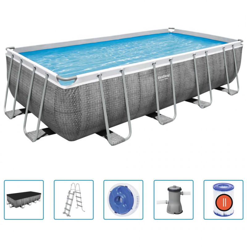 Bestway Basen Power Steel z zestawem, prostokątny, 488x244x122 cm