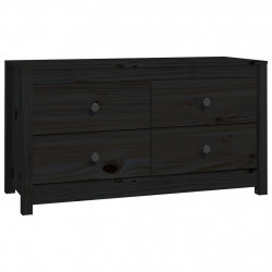 Komoda, czarna, 100x40x54 cm, lite drewno sosnowe