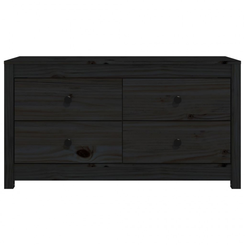 Komoda, czarna, 100x40x54 cm, lite drewno sosnowe