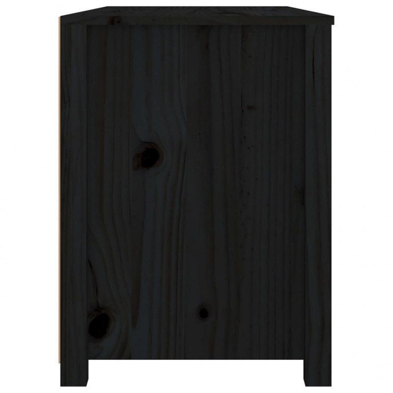Komoda, czarna, 100x40x54 cm, lite drewno sosnowe