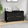 Komoda, czarna, 100x40x54 cm, lite drewno sosnowe