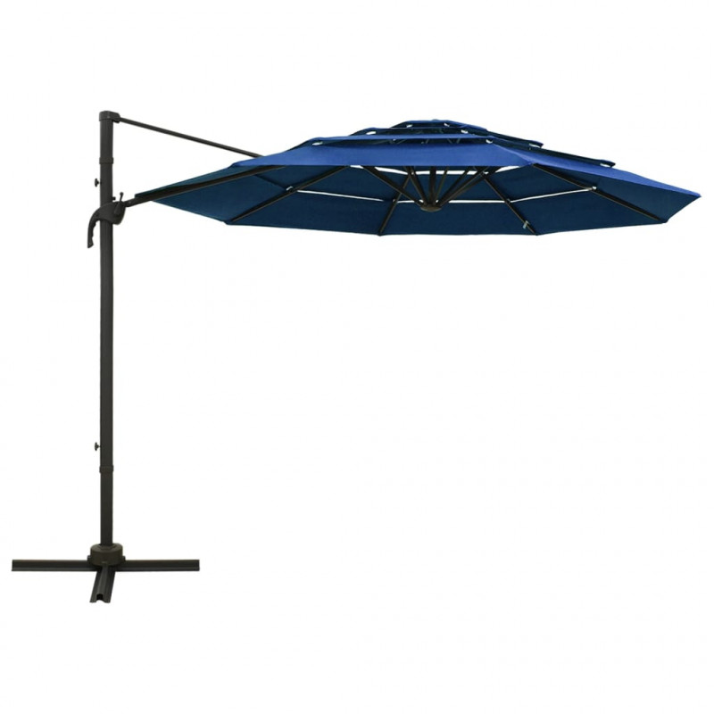 4-poziomowy parasol na aluminiowym słupku, niebieski, 3x3 m