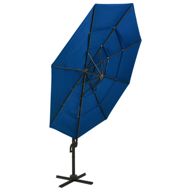 4-poziomowy parasol na aluminiowym słupku, niebieski, 3x3 m