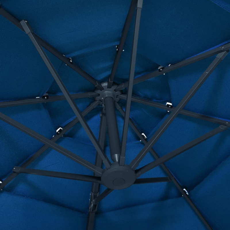 4-poziomowy parasol na aluminiowym słupku, niebieski, 3x3 m