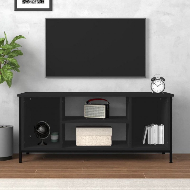 Szafka pod TV, czarna, 102x35x45 cm, materiał drewnopochodny