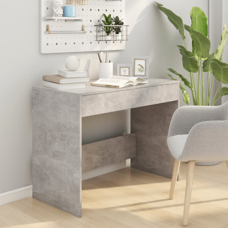 Biurko, szarość betonu, 101x50x76,5 cm, materiał drewnopochodny