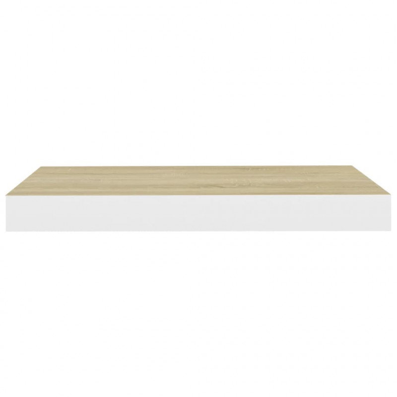 Półka ścienna, kolor dębu i biel, 50x23x3,8 cm, MDF