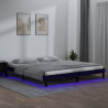 Rama łóżka z LED, czarna, 120x190 cm, podwójna, lite drewno