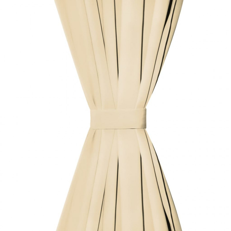 Zasłony z mikrosatyny, 2 szt., z pętelkami, 140x175 cm, beżowe