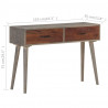 Stolik typu konsola, 110x35x75 cm, lite, surowe drewno mango