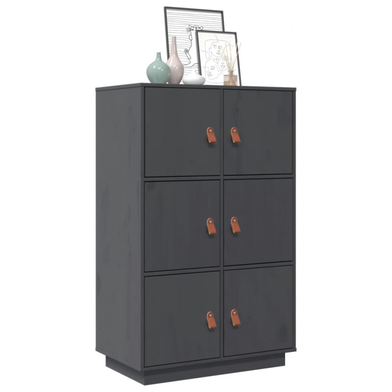 Szafka, szara, 67x40x108,5 cm, lite drewno sosnowe