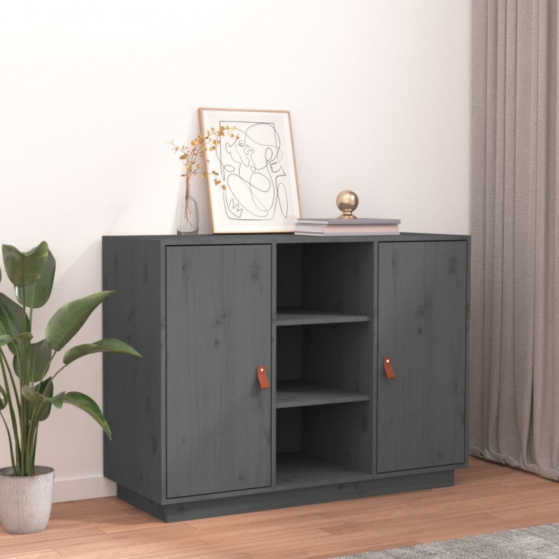 Komoda, szara, 100x40x75 cm, lite drewno sosnowe