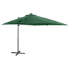 Parasol wiszący z LED i słupkiem, zielony, 250 cm