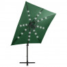 Parasol wiszący z LED i słupkiem, zielony, 250 cm