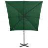 Parasol wiszący z LED i słupkiem, zielony, 250 cm