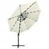 Parasol wiszący z lampkami LED i słupkiem, 300 cm, piaskowy