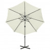 Parasol wiszący z lampkami LED i słupkiem, 300 cm, piaskowy
